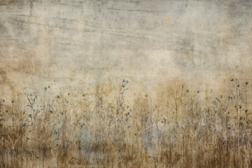 abstract vintage prairie field art illustration, grunge neutral colors