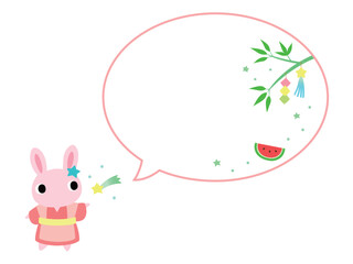七夕のウサギ　吹き出し＋装飾付