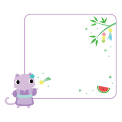 七夕のネコ　フレーム＋装飾付