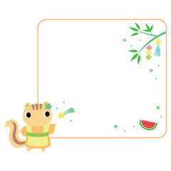 七夕のリス　フレーム＋装飾付