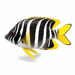 Black And White Stripes Fish White Background Illustration