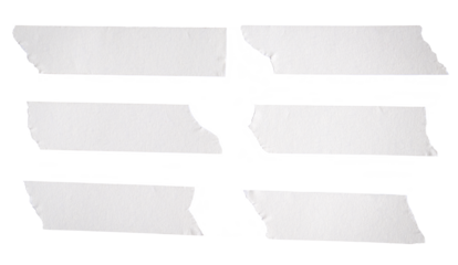 Set of horizontal masking or sticky tape, top view, isolated. Transparent background.