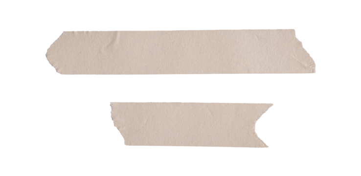 Set of two horizontal and different size sticky tape, top view, isolated. Transparent background.
