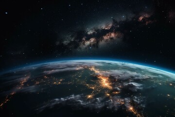 Fototapeta na wymiar Stunning cosmic view of the night sky over earth. Generative AI