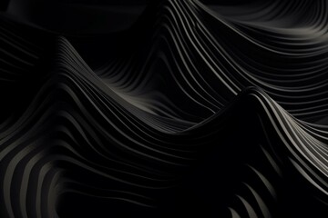 Abstract black wallpaper with elegant undulations and copy-space. Generative AI