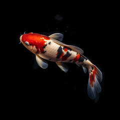 Adult Koi Fish White Black Red Colored Realistic Illustration