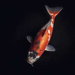 Adult Koi Fish White Black Red Colored Realistic Illustration
