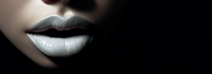 White Lips, Effortless Sophistication. White Lips on a Model, Channeling Minimalist Chic and Classic Beauty.  Generative ai.