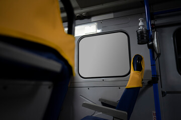 Commercial mock-up photos inside the bus