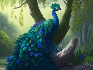 peacock with feathers
