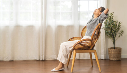 Portrait of smiling beauty pretty asian woman comfortable fresh healthy smile happy and relax in...