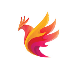 Flying bird of paradise with wings