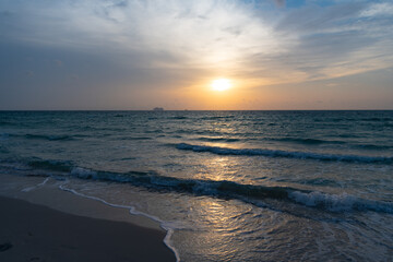 image of seascape horizon at sunrise. seascape horizon at sunrise. summer seascape horizon