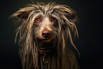 portrait of a rasta dog with dreadlocks