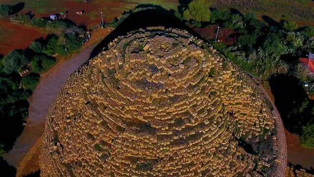 drone shot of the Royal Mausoleum of Mauretania - the tomb of the daughter of cleopatra tipaza algeria
