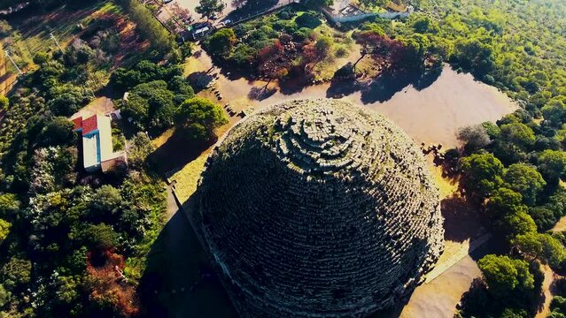 drone shot of the Royal Mausoleum of Mauretania - the tomb of the daughter of cleopatra tipaza algeria