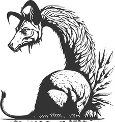 Horned dragon vector illustration. Illustrations of fierce and creepy mythological animals, perfect for t-shirt designs