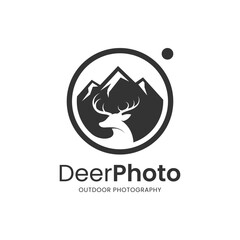 Modern deer and camera combination logo. It is suitable for use for photography logos.