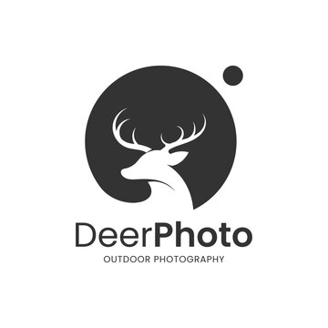 Modern deer and camera combination logo. It is suitable for use for photography logos.