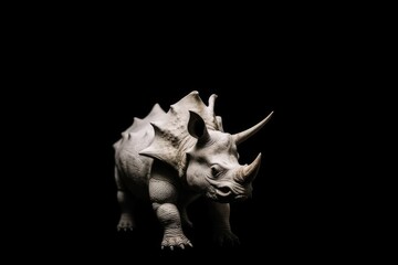 Fototapeta na wymiar solitary white rhinoceros standing in the darkness Generative AI