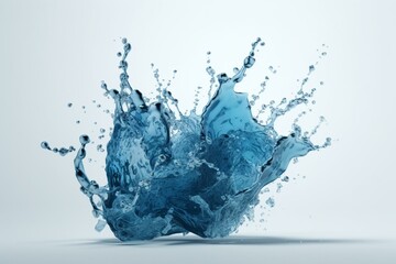 Fototapeta na wymiar Dynamic 3D blue water splash on white background with twisting liquid shapes and splashing waves. Generative AI