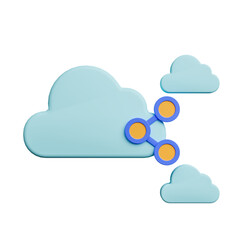Cloud sharing 3d icon. 3d render concept cloud technology.