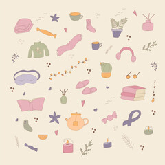 cozy elements warm safe light flowers elements