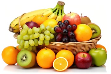 colorful basket overflowing with fresh fruits of different kinds Generative AI