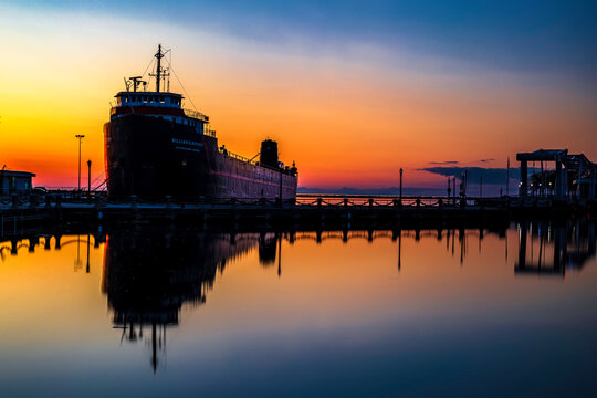 Lake Erie shoreline reflection at dusk