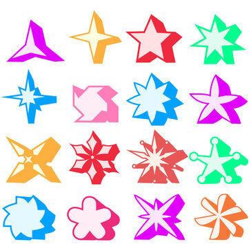Set colorful trendy stars icon logo. Vector illustration