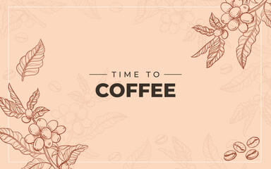 Coffee background template with handdrawn style