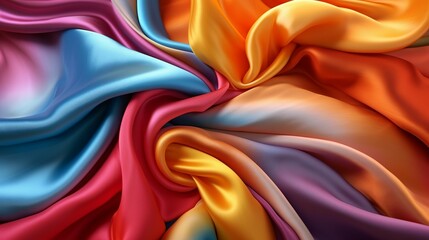 colorful silk fabric textured background graphic resource stock illustration Generative AI