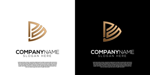 Vector gold monogram and PS or P S D letter logo. Creative logo inspiration