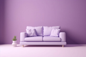Purple Perfection: Modern Minimalism for the Coziest Living Room, generative AI