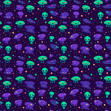 Tile texture, alliens, estraterrestres, moon, UFO, blue, greem, minimalist, kids, decoration, art