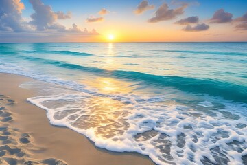 島のビーチの美しい日の出 - obrazy, fototapety, plakaty