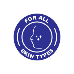 for all skin types icon. suitable for skincare products. color badge, seal, sticker, logo, and symbol variants. Isolated vector illustration