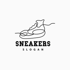 Shoes Logo, Shoes Design Simple Minimalist Line Style, Fashion Brand Vector, Icon Illustration