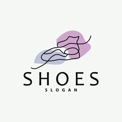 Shoes Logo, Shoes Design Simple Minimalist Line Style, Fashion Brand Vector, Icon Illustration