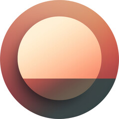 Minimalist circle or sphere in muted earth tones, transparent background. Generated with the use of an AI. 