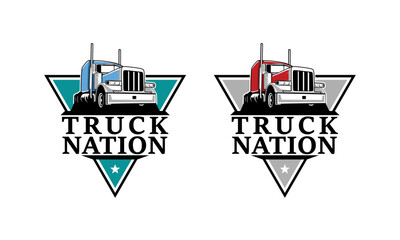 Trucking company logo. Truck delivery or logistic logo industry vector