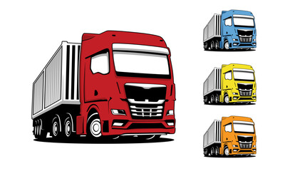 Heavy truck illustration logo template, Trucking company logo. Truck delivery or logistic logo industry vector