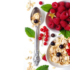 Healthy Breakfast. Oat flake, berries. Health and diet concept
