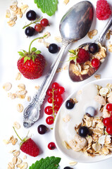 Healthy Breakfast. Oat flake, berries. Health and diet concept
