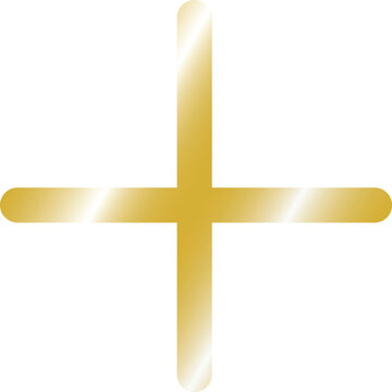 Metallic gold color cross vector without background