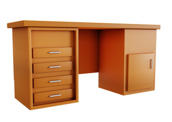 3d wooden table icon isolated object