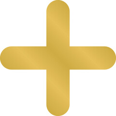 Plus symbol for business or studies in metallic gold