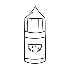 Liquid for electronic cigarettes. Flavored vape liquid. Vector illustration. Doodle style. Vial with nicatin liquid.