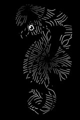 Luxurious illustration logo in the shape of a Seahorses has dynamic gradient line art in a luxurious pattern colour 
