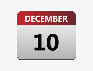 December 10th calendar icon vector. Concept of schedule. business and tasks. eps 10.